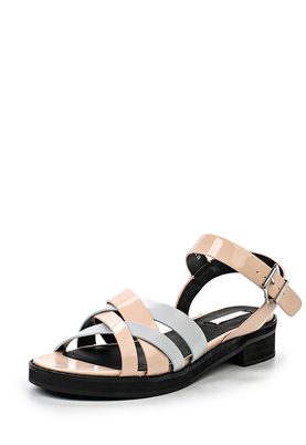 LOST INK  NILE STRAPPY FLAT SANDAL NUDE & LIGHT BLUE