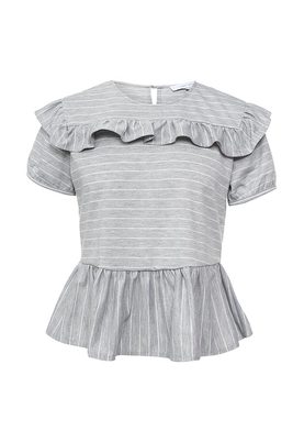 LOST INK  GREY STRIPE FRILL TOP